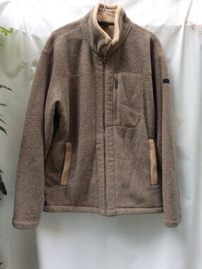 Polartec Aigle Fleece Zippered Pocket Sherpa Trim Jacket Size L